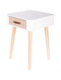 Mesita de Noche Blanca 1 Cajón Madera
