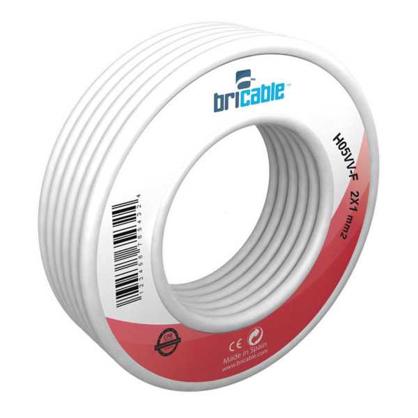 Cable Eléctrico 2x1,0mm2 Blanco 25 m BRICABLE