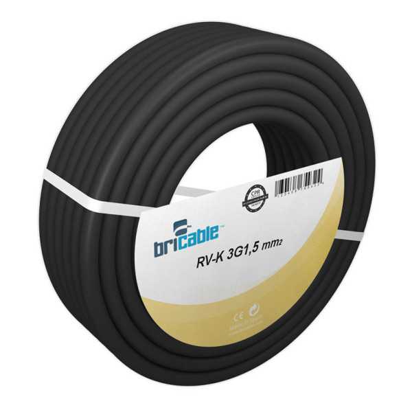 Cable Eléctrico 3x1,5mm2 Negro 25 m BRICABLE