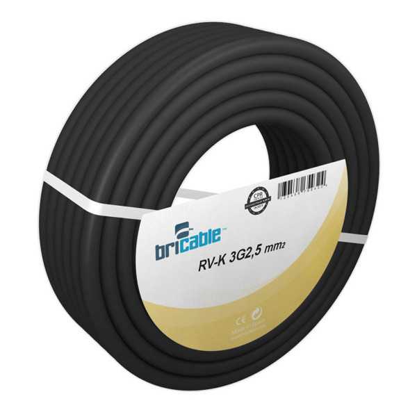 Cable Eléctrico 3x2,5mm2 Negro 100 m BRICABLE