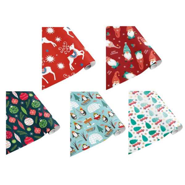 Caja 50 Rollos Papel de Regalo Decorado 2 m