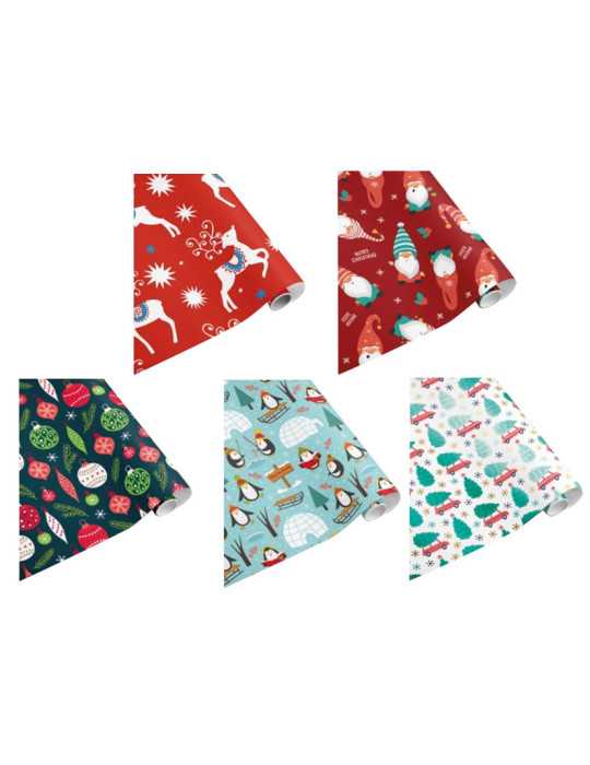 Caja 50 Rollos Papel de Regalo Decorado 2 m