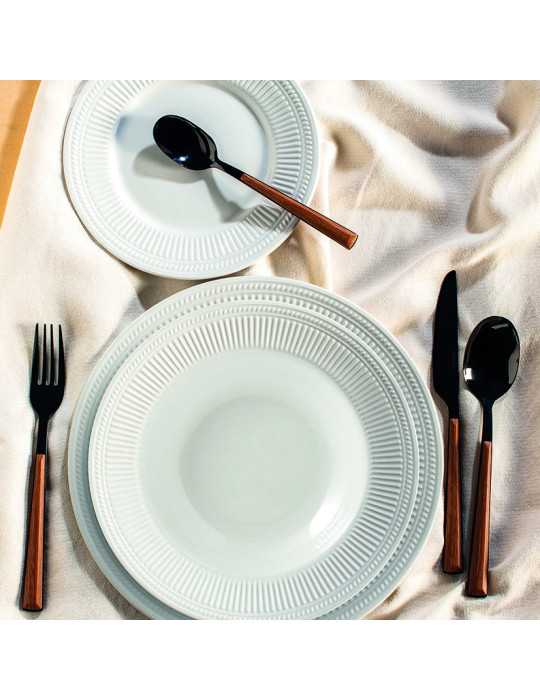 Plato Llano de Porcelana Ala Dorique 6 Unidades