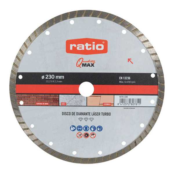 Disco de Diamante Turbo Materiales Duros 230mm RATIO