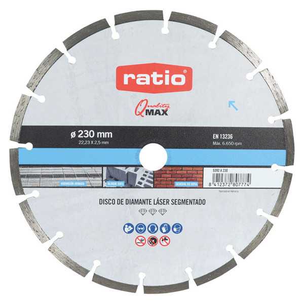 Disco de Diamante Láser Segmentado Granito 230mm RATIO