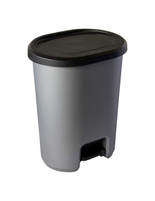 Cubo de Basura con Pedal 45 L Gris Metalizado HABITEX