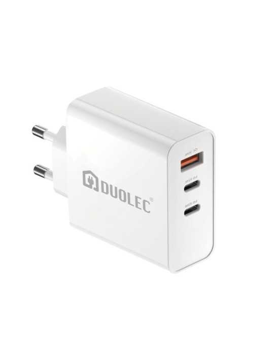 Cargador Triple 65W Blanco DUOLEC