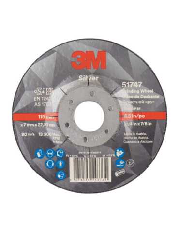Disco Desbaste 51747 Centro Hundido 115x7x22mm 10 Uds. 3M