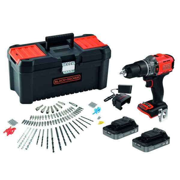 Kit Taladro 18V 2 Bat. 2,0 Ah con 120 Acc.