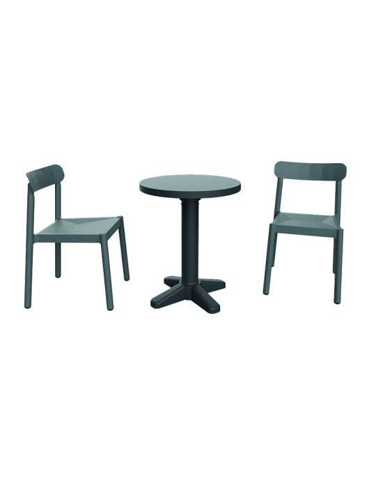 Conjunto Ivy Mesa + 2 Sillas Antracita