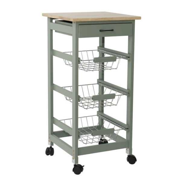 Carro Auxiliar Cocina 37x37x76 cm Verde