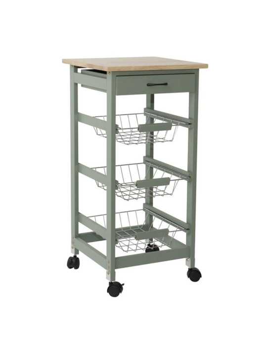 Carro Auxiliar Cocina 37x37x76 cm Verde