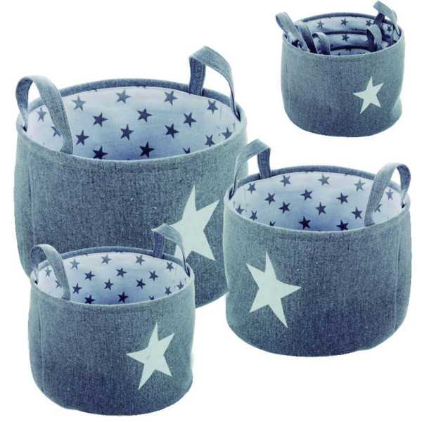 Juego 3 Cestos Redondos Estrella Gris