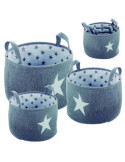 Juego 3 Cestos Redondos Estrella Gris