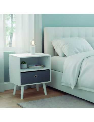 Mesita Auxiliar 1 Cajón Blanco / Gris