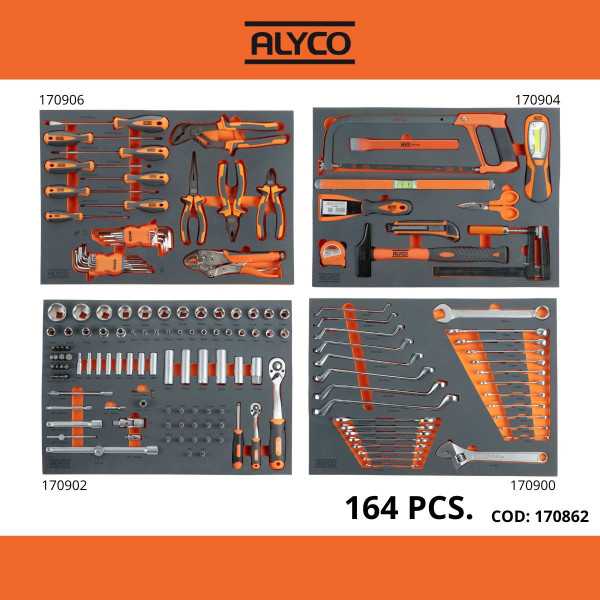 Carro de 6 cajones con 164 herramientas ALYCO ORANGE