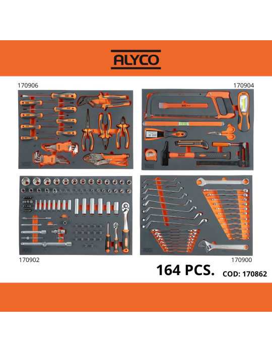 Carro de 6 cajones con 164 herramientas ALYCO ORANGE