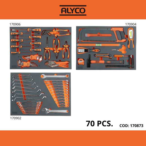 Carro con portón y 2 cajones con 70 herramientas ALYCO ORANGE