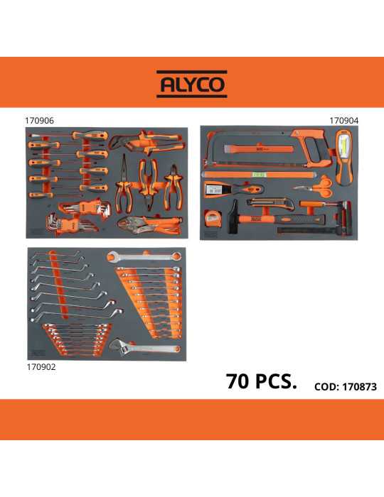 Carro con portón y 2 cajones con 70 herramientas ALYCO ORANGE
