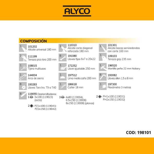Maleta trolley de aluminio reforzada con 51 piezas de herramientas ALYCO