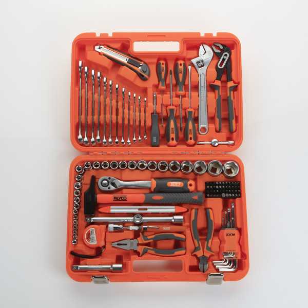 Juego combinado de herramientas en estuche de plástico de 113 piezas ORANGE ALYCO