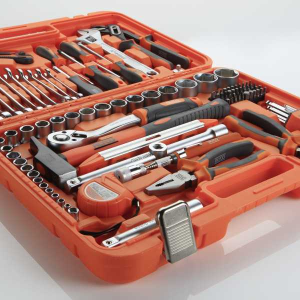 Juego combinado de herramientas en estuche de plástico de 113 piezas ORANGE ALYCO