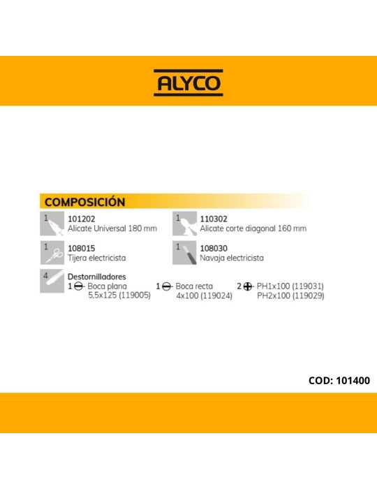 Bolsa de nylon con 9 herramientas ALYCO