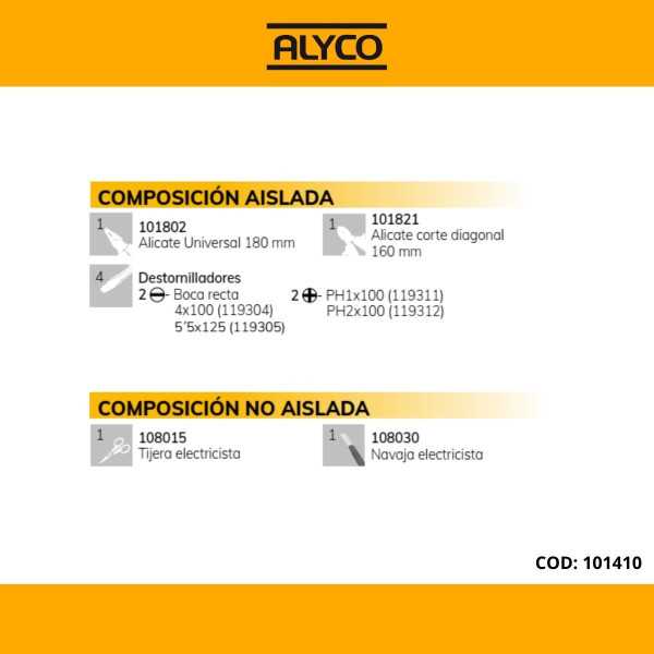 Bolsa de nylon con 9 herramientas aisladas ALYCO