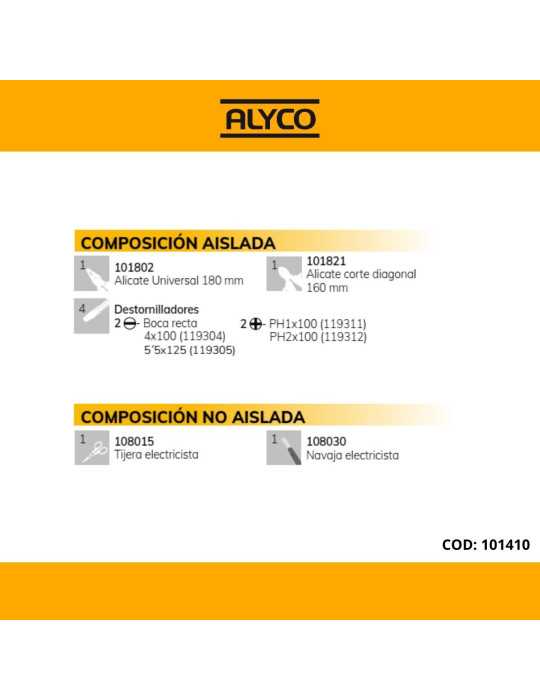 Bolsa de nylon con 9 herramientas aisladas ALYCO
