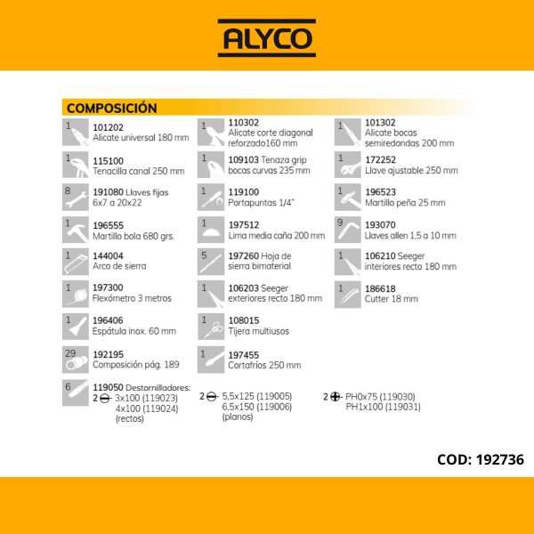 Caja metálica de herramientas de 5 bandejas con 75 piezas ALYCO