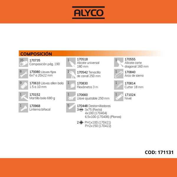 Caja metálica de herramientas de 5 bandejas con 68 piezas ORANGE ALYCO