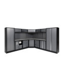Conjunto de taller modular con esquinero de 7 módulos y superficie de acero inoxidable ALYCO