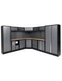 Conjunto de taller modular con esquinero de 7 módulos y superficie de madera ALYCO