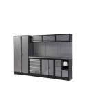 Conjunto de taller modular de 4 módulos con superficie de acero inoxidable ALYCO