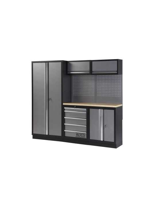 Conjunto de taller modular de 3 módulos con superficie de madera ALYCO