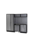 Conjunto de taller modular de 3 módulos con superficie de acero inoxidable ALYCO