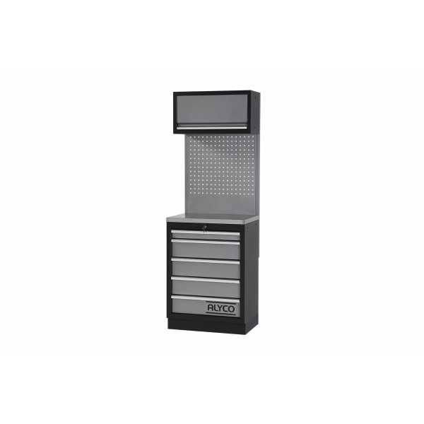 Conjunto de taller modular de 1 módulo con superficie de acero inoxidable ALYCO
