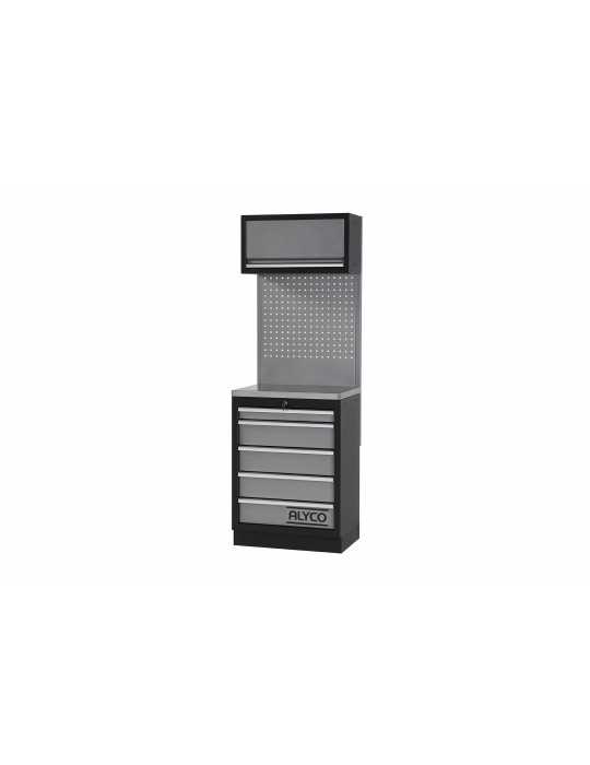 Conjunto de taller modular de 1 módulo con superficie de acero inoxidable ALYCO