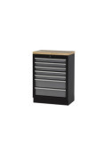 Armario base de 7 cajones con encimera de madera y cerradura ALYCO