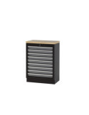 Armario base de 9 cajones con encimera de madera y cerradura ALYCO