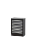 Armario base de 9 cajones con encimera de acero inoxidable y cerradura ALYCO