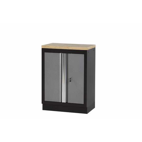 Armario base de 2 puertas con encimera de madera y cerradura ALYCO