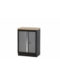 Armario base de 2 puertas con encimera de madera y cerradura ALYCO