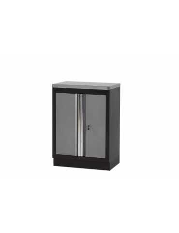 Armario base de 2 puertas con encimera de acero inoxidable y cerradura ALYCO