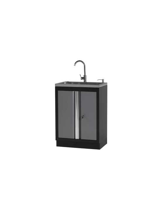 Armario base con fregadero, grifo y 2 puertas con cerradura ALYCO