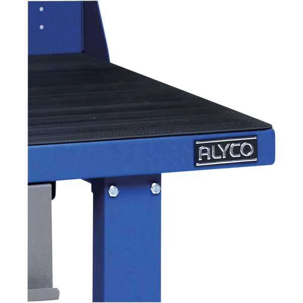 Mesa de trabajo metálica de 1500 mm con 2 cajones y panel ALYCO