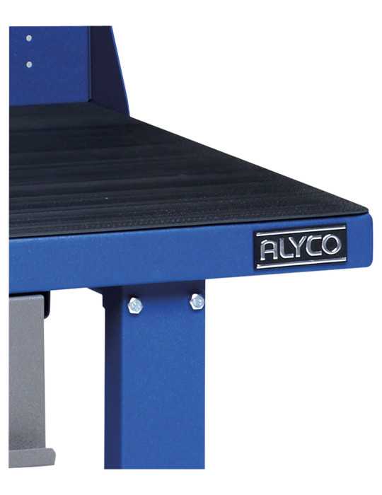 Mesa de trabajo metálica de 1500 mm con 2 cajones y panel ALYCO