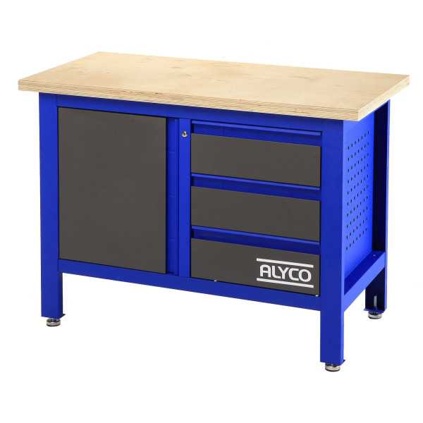 Mesa de trabajo de 3 cajones y portón 1200x600x865 mm ALYCO
