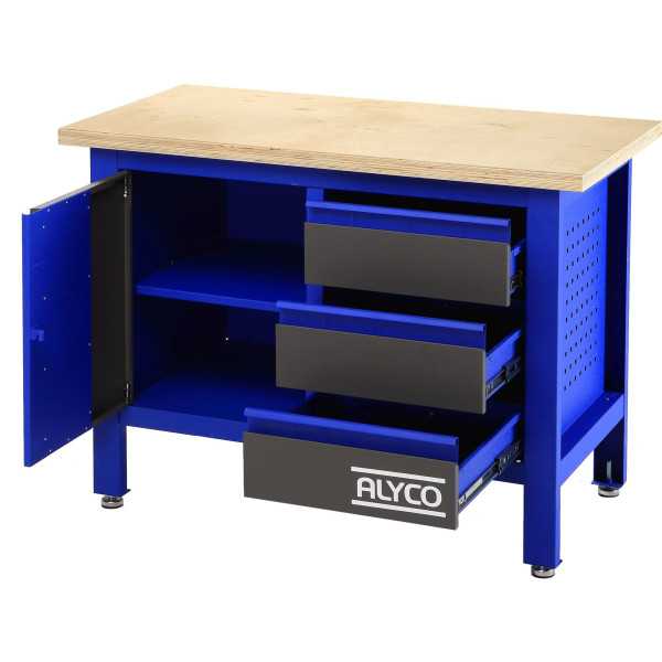 Mesa de trabajo de 3 cajones y portón 1200x600x865 mm ALYCO