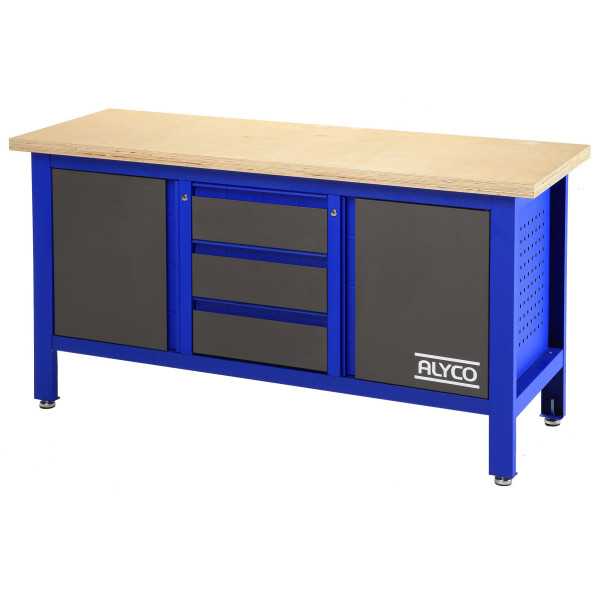 Mesa de trabajo de 3 cajones y 2 portones 1690x600x865 mm ALYCO